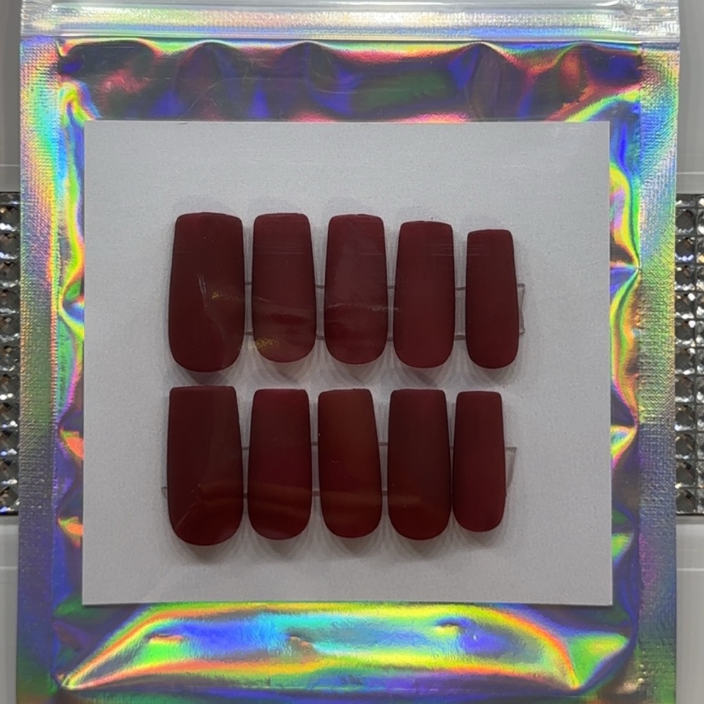 Matte Burgundy Gel X Press-On Nails